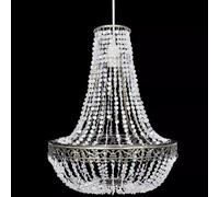 vidaXL Crystal Pendant Chandelier - Elegant and Classic Design, Durable Steel Frame, Clear Plastic Crystal, Suitable for Living Room, Dining Room, Foyer - Bulb not included