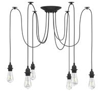 vidaXL Pendant Lamp with 6 Lamp Holders E27 Black Metal