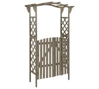 vidaXL Solid Firwood Pergola with Gate 116x40x204 cm Grey Garden Arch Gate