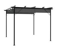 vidaXL Pergola with Retractable Roof Anthracite 3x3 m Steel 180 g/m?, Black