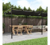 (anthracite, 589 x 292 x 230 cm) vidaXL Pergola with Retractable Roof Outdoor Canopy Shade Garden Gazebo Tent