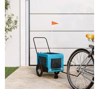 vidaXL Pet Bike Trailer Blue and Black Oxford Fabric and Iron