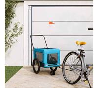 vidaXL Pet Bike Trailer Cargo Trailer Blue and Black Oxford Fabric and Iron