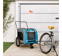 vidaXL Pet Bike Trailer Blue and Grey Oxford Fabric and Iron
