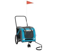 vidaXL Pet Bike Trailer Blue and Grey Oxford Fabric and Iron, bike trailer, bike cargo trailer, pet trailer, bicycle trailer, bicycle cargo trailer