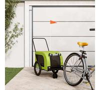 vidaXL Pet Bike Trailer Green and Black Oxford Fabric and Iron, Green