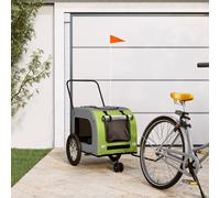 vidaXL Pet Bike Trailer Green and Grey Oxford Fabric and Iron
