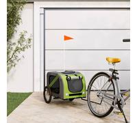 vidaXL Pet Bike Trailer Green and Grey Oxford Fabric and Iron