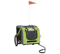Vidaxl Pet Bike Trailer Green And Grey Oxford Fabric And Iron
