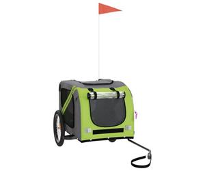 Vidaxl Pet Bike Trailer Green And Grey Oxford Fabric And Iron
