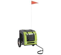 vidaXL Bicycle Trailer Dog Green and Grey Oxford Fabric and Iron