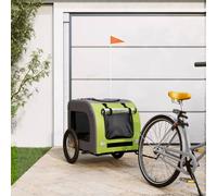 vidaXL Pet Bike Trailer Green and Grey Oxford Fabric&Iron