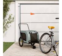 vidaXL Pet Bike Trailer Grey and Black Oxford Fabric and Iron