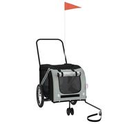 vidaXL Pet Bike Trailer Grey and Black Oxford Fabric and Iron, bike trailer, bike cargo trailer, pet trailer, bicycle trailer, bicycle cargo trailer