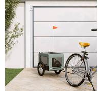 vidaXL Pet Bike Trailer Grey and Black Oxford Fabric&Iron, Grey