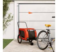 vidaXL Pet Bike Trailer Orange and Black Oxford Fabric and Iron