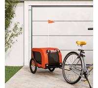 vidaXL Pet Bike Trailer Orange and Black Oxford Fabric and Iron
