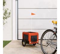 Vidaxl Pet Bike Trailer Orange And Black Oxford Fabric&iron