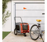 vidaXL Pet Bike Trailer Orange and Grey Oxford Fabric and Iron