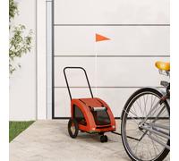 vidaXL Pet Bike Trailer Orange and Grey Oxford Fabric and Iron, Orange
