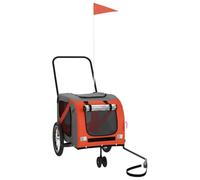vidaXL Pet Bike Trailer Orange and Grey Oxford Fabric and Iron, bike trailer, bike cargo trailer, pet trailer, bicycle trailer, bicycle cargo trailer
