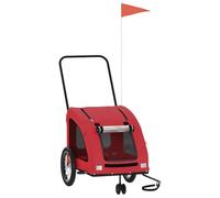 vidaXL Pet Bike Trailer, Pet Cart Carrier for Small Dogs, Dog Bike Trailer with Flag, Dog Bicycle Wagon Cargo Bike Cart, Red Oxford Fabric and Iron