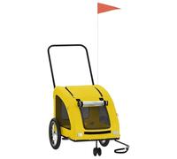 vidaXL Pet Bike Trailer, Pet Cart Carrier for Small Dogs, Dog Bike Trailer with Flag, Dog Bicycle Wagon Cargo Bike Cart, Yellow Oxford Fabric and Iron