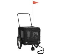 vidaXL Pet Bike Trailer, Pet Cart Carrier for Small Dogs, Dog Bike Trailer with Flag, Dog Bicycle Wagon Cargo Bike Cart, Black Oxford Fabric and Iron
