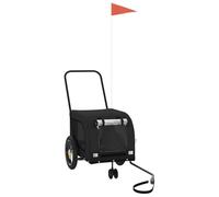 vidaXL Pet Bike Trailer, Pet Cart Carrier for Small Dogs, Dog Bike Trailer with Flag, Dog Bicycle Wagon Cargo Bike Cart, Black Oxford Fabric and Iron
