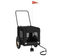 vidaXL Pet Bike Trailer, Pet Cart Carrier for Small Dogs, Dog Bike Trailer with Flag, Dog Bicycle Wagon Cargo Bike Cart, Black Oxford Fabric and Iron