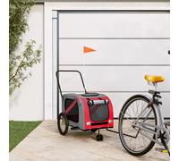 vidaXL Pet Bike Trailer Cargo Trailer Red and Grey Oxford Fabric and Iron