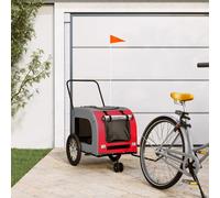 vidaXL Pet Bike Trailer Red and Grey Oxford Fabric and Iron