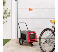 vidaXL Pet Bike Trailer with Storage Red and grey 125 x 53 x 54 cm