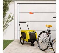 vidaXL Pet Bike Trailer Yellow and Black Oxford Fabric and Iron