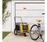 vidaXL Pet Bike Trailer Yellow and Grey Oxford Fabric and Iron