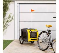 vidaXL Pet Bike Trailer Yellow and Grey Oxford Fabric and Iron