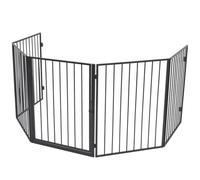vidaXL Pet Fireplace Fence Steel Black