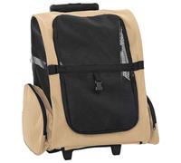 vidaXL Pet Trolley 3-in-1 Carrier/Backpack/Bag - Sand