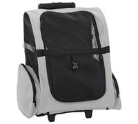 vidaXL Pet Trolley 3-in-1 Grey 48x32x57 cm - Carriers/Rolling Bags/Backpacks for Cats and Dogs - Oxford Fabric/Metal - Ventilated/Multi-functional Travel Pet Carrier