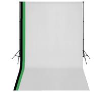 vidaXL Photo Studio Kit with 3 Cotton Backdrops Adjustable Frame 3x5m Stand