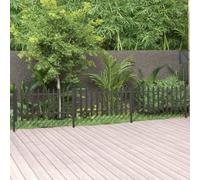 vidaXL Picket Fence with Posts - Wood Plastic Composite (WPC) Decorative Fence Panels, Grey, Weather and Rot Resistant, Easy to Assemble, 3 Panels, Ideal for Garden, Patio, Outdoor Living Spaces