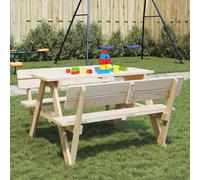 vidaXL Picnic Table for 4 Kids with Umbrella Hole Solid Wood Fir
