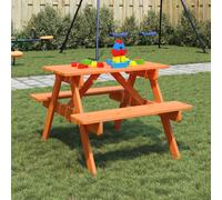 vidaXL Picnic Table for 4 Kids with Umbrella Hole Solid Wood Fir