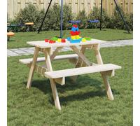 vidaXL Picnic Table for 4 Kids with Umbrella Hole Solid Wood Fir