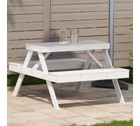 Vidaxl Picnic Table White 105X134X75 Cm Solid Wood Pine