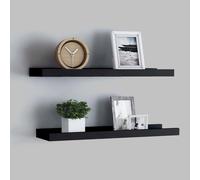 vidaXL 2x Picture Frame Ledge Shelves Black MDF Home Living Room Wood Shelf