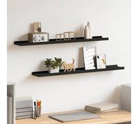 vidaXL Picture Frame Ledge Shelves 2 pcs Black 80x9x3 cm MDF