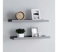 vidaXL Picture Frame Ledge Shelves 2 pcs Grey 40x9x3 cm MDF