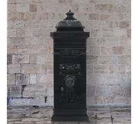 vidaXL Pillar Letterbox Aluminium Vintage Style Rustproof Black Mail Post Box