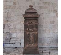 vidaXL Pillar Letterbox Aluminium Vintage Style Rustproof Bronze Standing Box